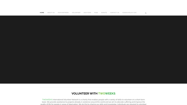Screenshot of the Two Weeks International Volunteer Network website