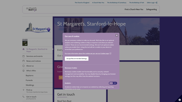 Screenshot of the The Parochial Church Council Of The Ecclesiatical Parish Of Stanford Le Hope With Mucking website