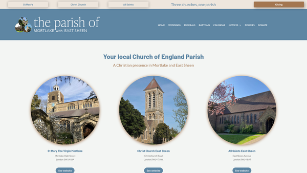 Screenshot of the The Parochial Church Council Of The Ecclesiastical Parish Of Mortlake With East Sheen website