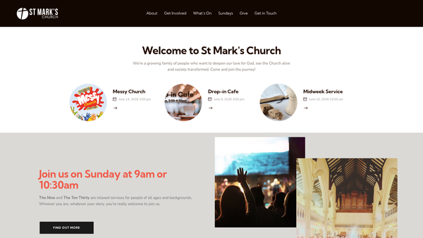 Screenshot of the The Parochial Church Council Of The Ecclesiastical Parish Of St. Mark, Bredbury website