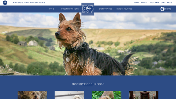 Screenshot of the West Yorkshire Dog Rescue website
