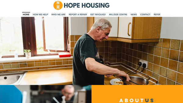 Screenshot of the Hope Housing (Bradford) Ltd website