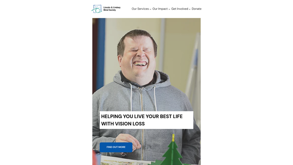 Screenshot of the Lincoln & Lindsey Blind Society website