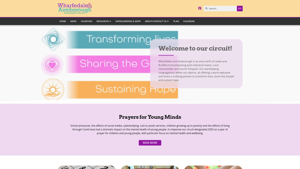 Screenshot of the Wharfedale & Aireborough Methodist Church Circuit website