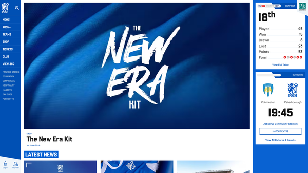 Screenshot of the Peterborough United Foundation website