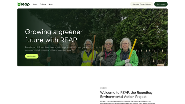 Screenshot of the Roundhay Environmental Action Project website