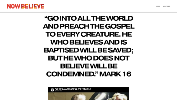 Screenshot of the Nowbelieve website