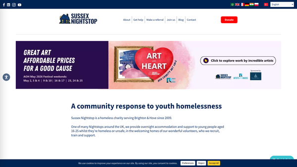 Screenshot of the Sussex Nightstop Plus Limited website