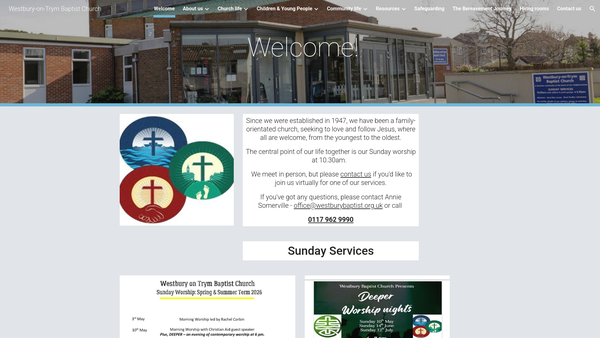 Screenshot of the Westbury-On-Trym Baptist Church website
