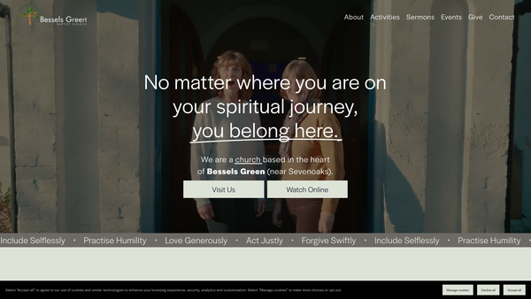 Screenshot of the Bessels Green Baptist Church website