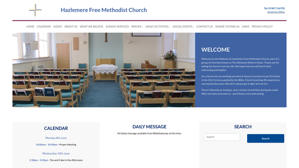 Screenshot of the Hazlemere Free Methodist Church website
