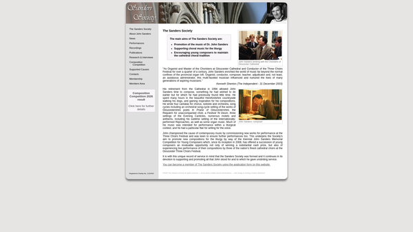 Screenshot of the Sanders Society website
