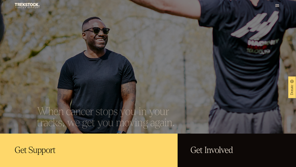 Screenshot of the Trekstock Cancer Support website