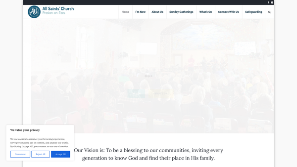 Screenshot of the The Parochial Church Council Of The Ecclesiastical Parish Of All Saints Preston On Tees website