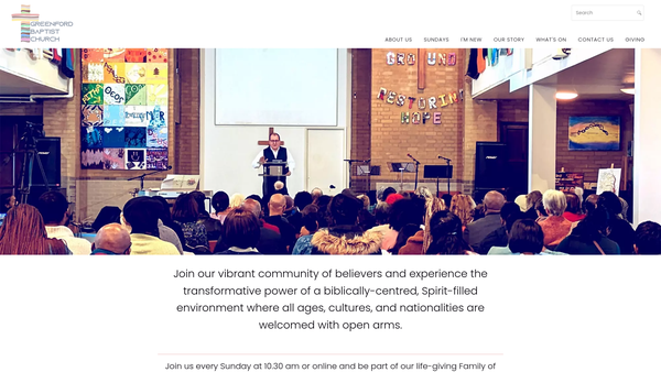 Screenshot of the Greenford Baptist Church website