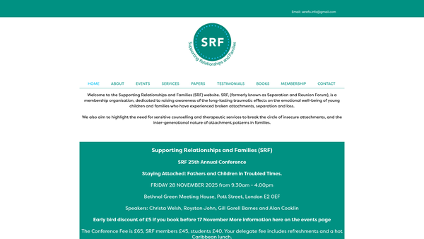 Screenshot of the Supporting Relationships And Families website