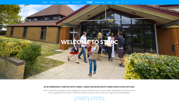 Screenshot of the Shoeburyness And Thorpe Bay Baptist Church website