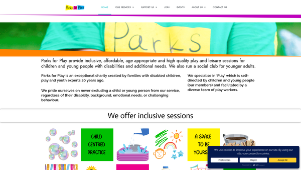 Screenshot of the Parks For Play website