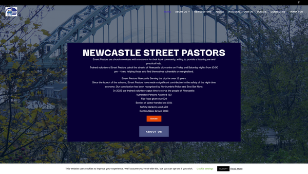 Screenshot of the Street Pastors Newcastle website