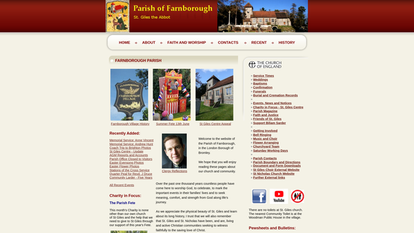 Screenshot of the The Parochial Church Council Of The Ecclesiastical Parish Of Farnborough In The Diocese Of Rochester, Kent website