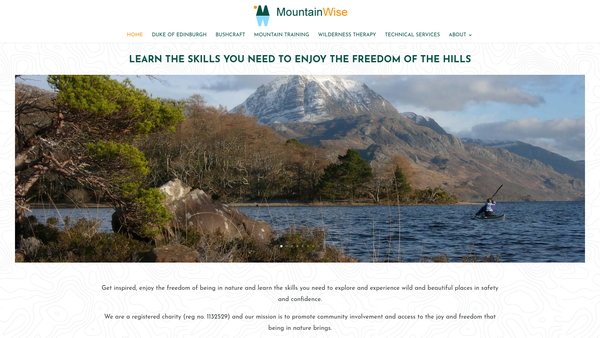 Screenshot of the Mountainwise website
