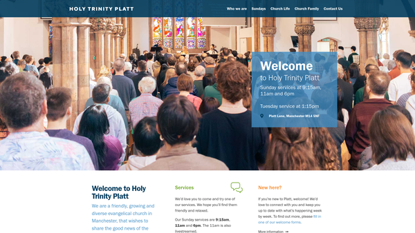 Screenshot of the The Parochial Church Council Of The Ecclesiastical Parish Of Holy Trinity Rusholme website