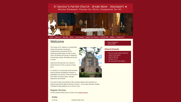 Screenshot of the The Parochial Church Council Of The Ecclesiastical Parish Of St. Saviour Great Moor website
