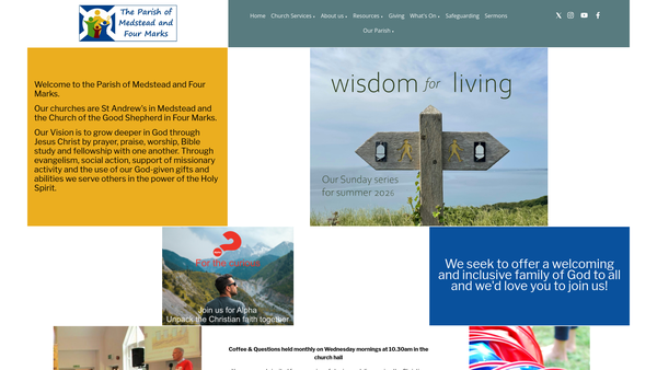 Screenshot of the The Parochial Church Council of the Ecclesiastical Benefice of Medstead and Four Marks website