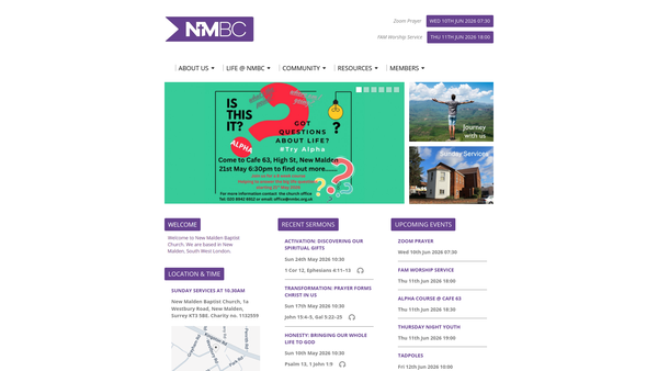 Screenshot of the New Malden Baptist Church website