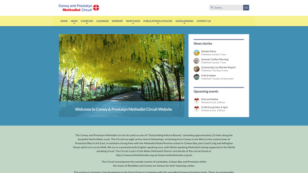 Screenshot of the Conwy And Prestatyn Methodist Circuit website