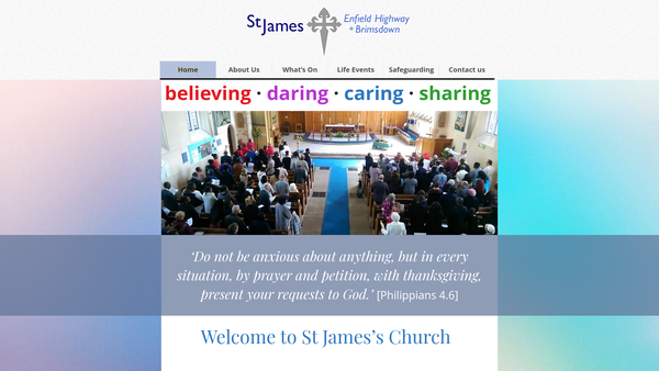 Screenshot of the The Parochial Church Council Of The Ecclesiastical Parish Of St James, Enfield Highway website