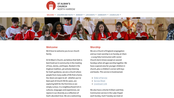 Screenshot of the The Parochial Church Council Of The Ecclesiastical Parish Of St. Alban, North Harrow website