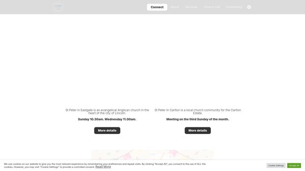 Screenshot of the The Parochial Church Council Of The Eccesiastical Parish Of Lincoln St Peter In Eastgate With St Margaret website
