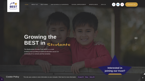 Screenshot of the Bedfordshire East Schools Trust Ltd website