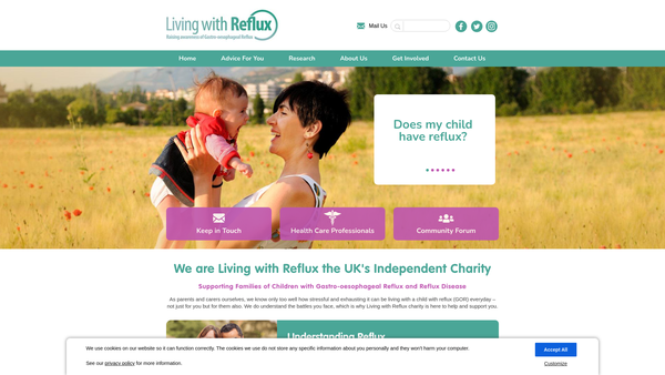 Screenshot of the Living With Reflux website