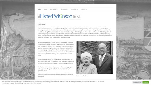 Screenshot of the The Fisher Parkinson Trust Limited website