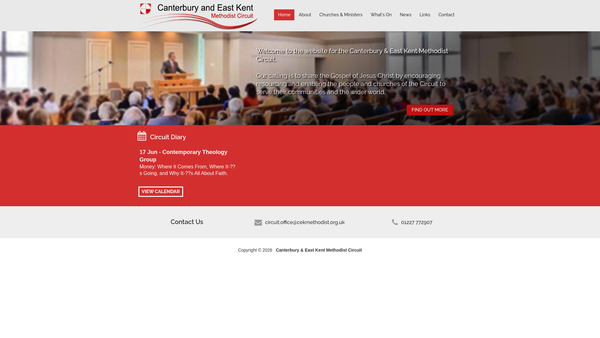 Screenshot of the Canterbury And East Kent Methodist Circuit website