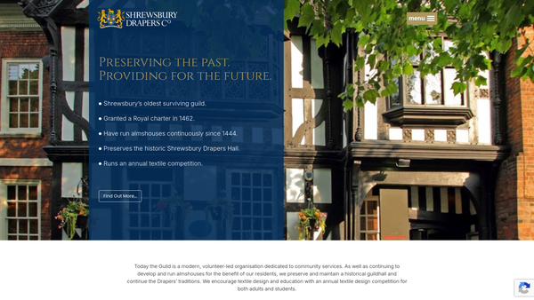 Screenshot of the Shrewsbury Drapers Holy Cross Limited website