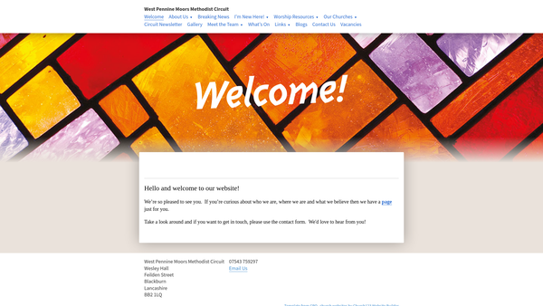 Screenshot of the West Pennine Moors Methodist Circuit website