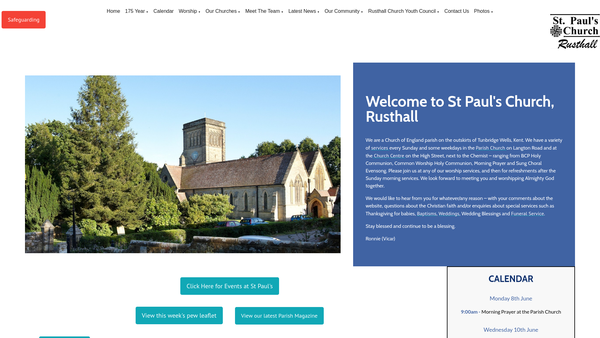 Screenshot of the The Parochial Church Council Of The Ecclesiastical Parish Of St Paul, Rusthall website