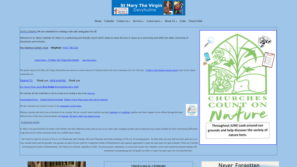 Screenshot of the The Parochial Church Council Of The Ecclesiastical Parish Of St Mary The Virgin, Davyhulme website