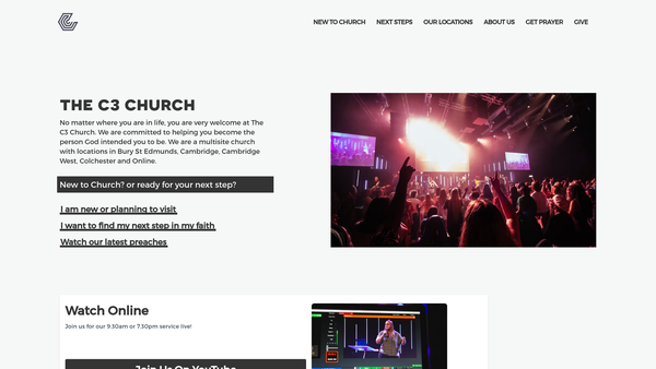 Screenshot of the The C3 Church website
