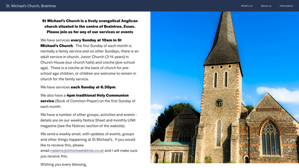 Screenshot of the The Parochial Church Council Of The Ecclesiastical Parish Of Braintree St Michael website
