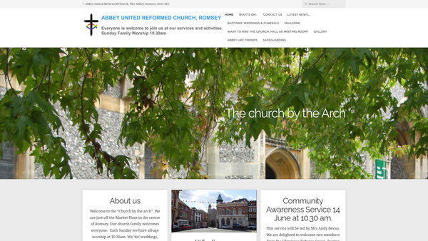 Screenshot of the Abbey United Reformed Church Romsey Charity website