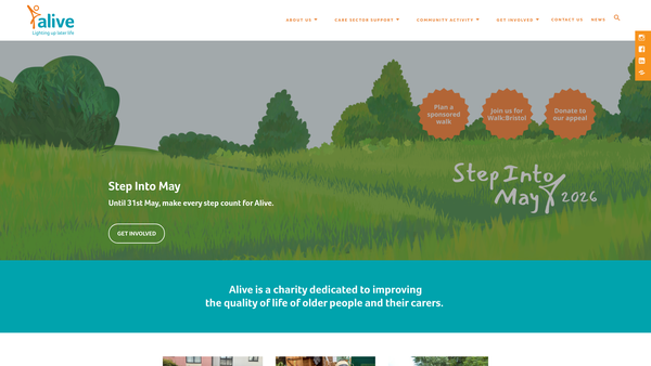 Screenshot of the Alive Activities Limited website