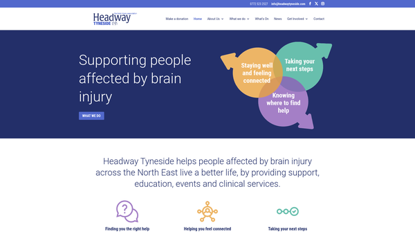 Screenshot of the Headway Tyneside website