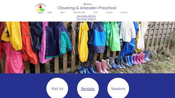 Screenshot of the Clavering & Arkesden Preschool website