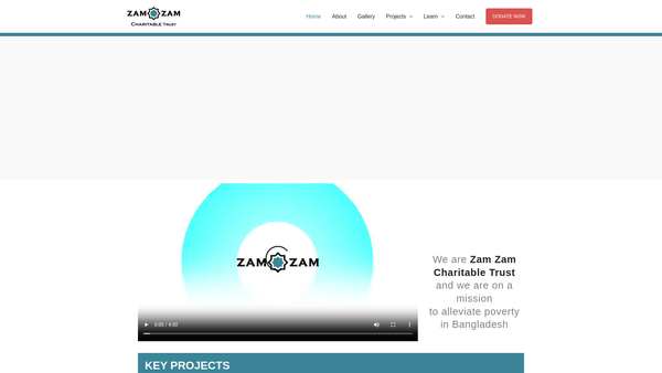 Screenshot of the Zam Zam Charitable Trust website