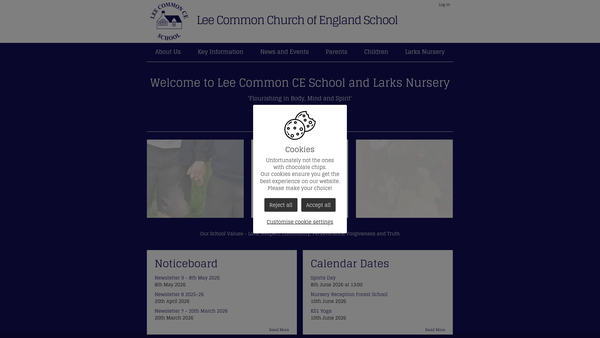 Screenshot of the Lee Common School Fund website
