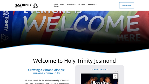 Screenshot of the The Parochial Church Council Of The Ecclesiastical Parish Of Holy Trinity Jesmond, Newcastle Upon Tyne website